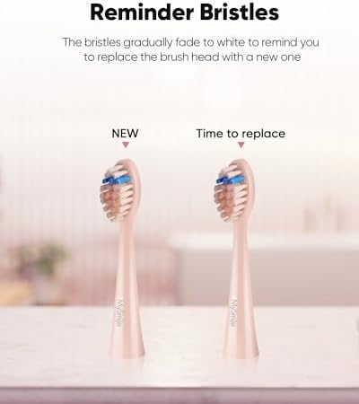 MySmile DY156 Electric Toothbrush for Adults, Rechargeable Sonic Battery Toothbrush Portable with 3 Brush Heads, 2 Mins 5 Modes Smart Timer, 45000VPM, One Charge for 60 Days - Pink