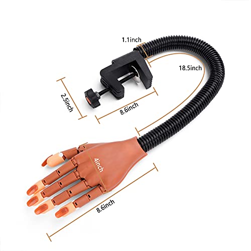 LIONVISON Practice Hand for Acrylic Nails, Flexible Nail Practice Hands Training Kits, Fake Manican Hands for Nails Practice, Movable Nail Maniquin Hand with 300PCS Nail Tips, File, Brush and Clipper