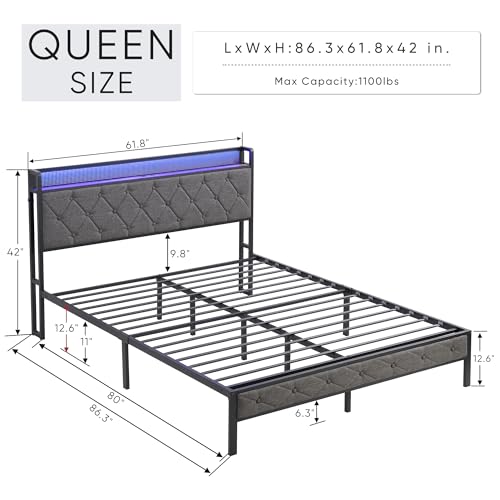 Milan Pacific Queen Bed Frame with Storage Headboard