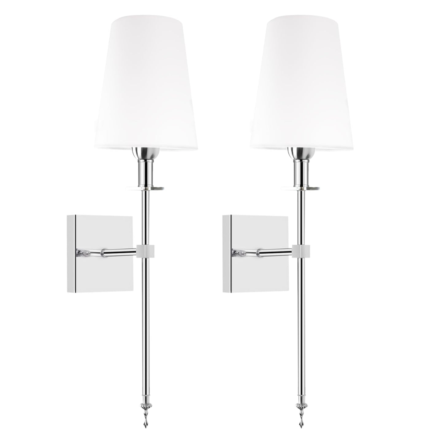 TOOTOO STAR Battery Operated Wall lamp, no hardwiring White Shade Wall lamp Set of 2 with Remote Control dimmable Bulb, Easy to Install, Suitable for Bedroom, Vanity, Bathroom, Living Room
