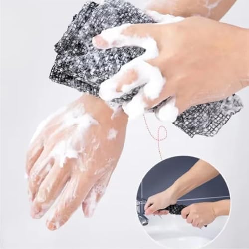 Blissal Exfoliating Shower Towel - Long Washcloth Back Body Scrubber for Men & Women (Black)