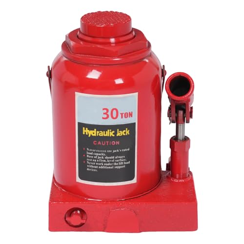 30 tons / 66138.6 lbs Lifting Automotive Welded Hydraulic Bottle Jack, Hydraulic Stubby Low Profile Welded Bottle Jack for Repair Vehicle, Pickup, Truck, w/Manual Handle, Red, - color: 30 Ton