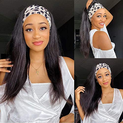 TNICE Headband Wig Human Hair Straight 18 Inch Headband Wigs for Black Women Glueless None Lace Front Human Hair Headband Wig Brazilian Virgin Hair Machine Made Wigs Natural Black 150% Density
