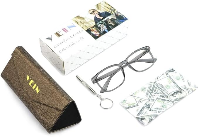 YEIN Bifocal Reading Glasses with Blue Light Blocking Lenses, Bifocal Reader for Women and Men, Vintage Square frame with Spring Hinge (+0.75/+3.25 magnification)