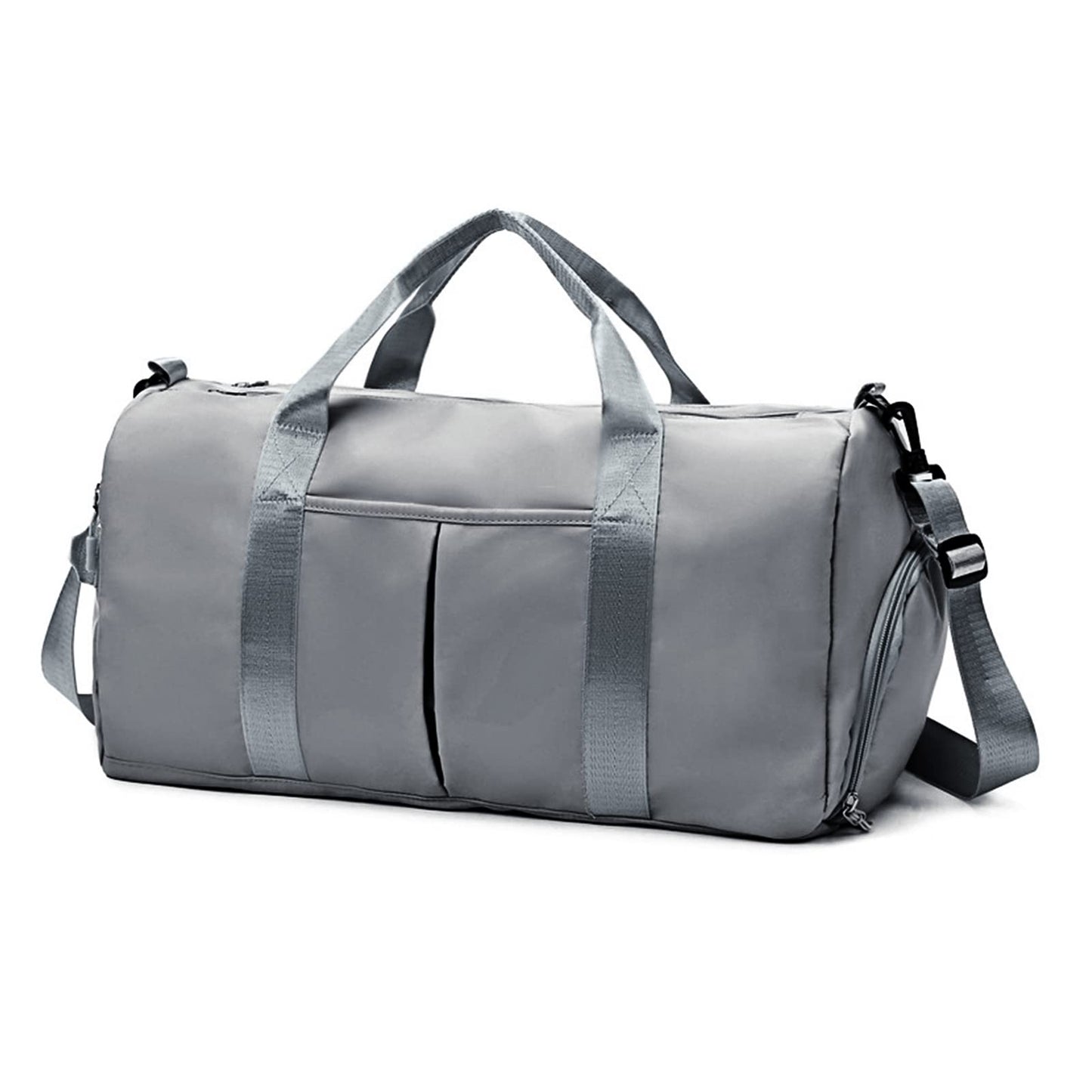 ZGWJ Sports Gym Bag with Wet Pocket & Shoes Compartment, Waterproof Shoulder Weekender Bag for Women and Men Swim Sports Travel Gym Bag Lightweight and easy Carry on Grey