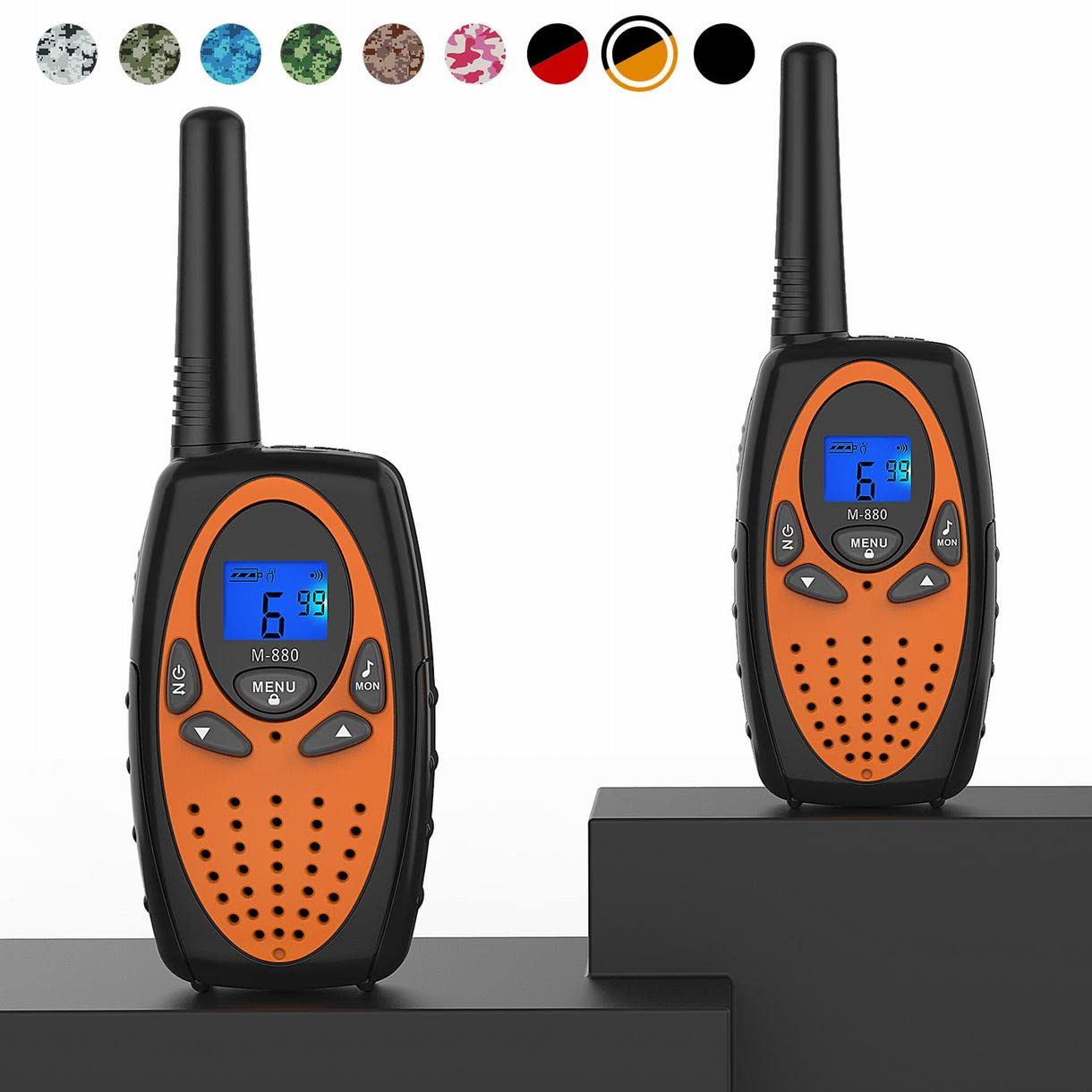 Walkie Talkies Long Range, Topsung M880 FRS Two Way Radio for Adults with Mic LCD Screen/Resistance Wakie-Talkies with Noise Cancelling for Men Women Outdoor Adventures Cruise Ship (Red 2 in 1)