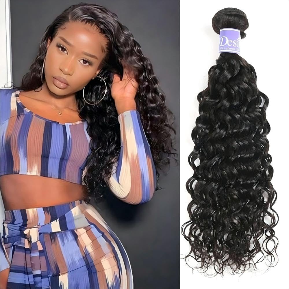 Water Wave Bundles Human Hair 1 Bundles 12Inch Water Wave Bundles 10A Brazilian 100% Unprocessed Virgin Human Hair Wet and Wavy Bundles Double Weft Curly Weave Natural Black