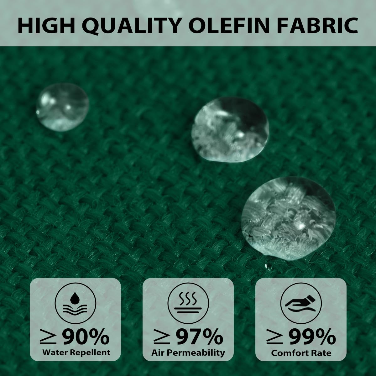 Sundale Outdoor Olefin Deep Seat Cushion, Patio Chair Cushion and Pillow, Water-Resistant Sectional Sofa Pad with Straps Dark Green, 24 x 24 x 4 Inches