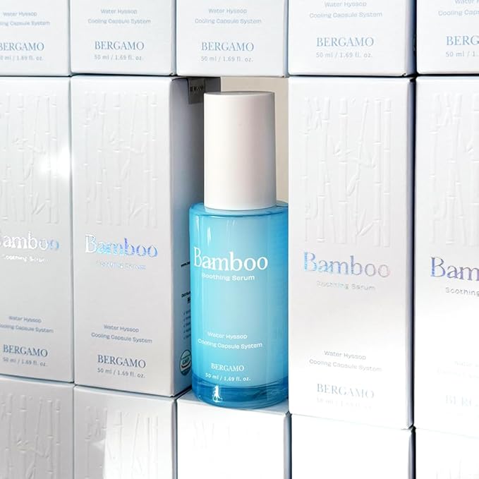 BERGAMO Bamboo Soothing Face Serum For Sensitive Skin - Hydrating Face Moisturizer, Lightweight Facial Serum, Vegan Skin Care, Hypoallergenic & Fragrance-Free, Korean Skin Care, 1.69fl.oz, 50ml