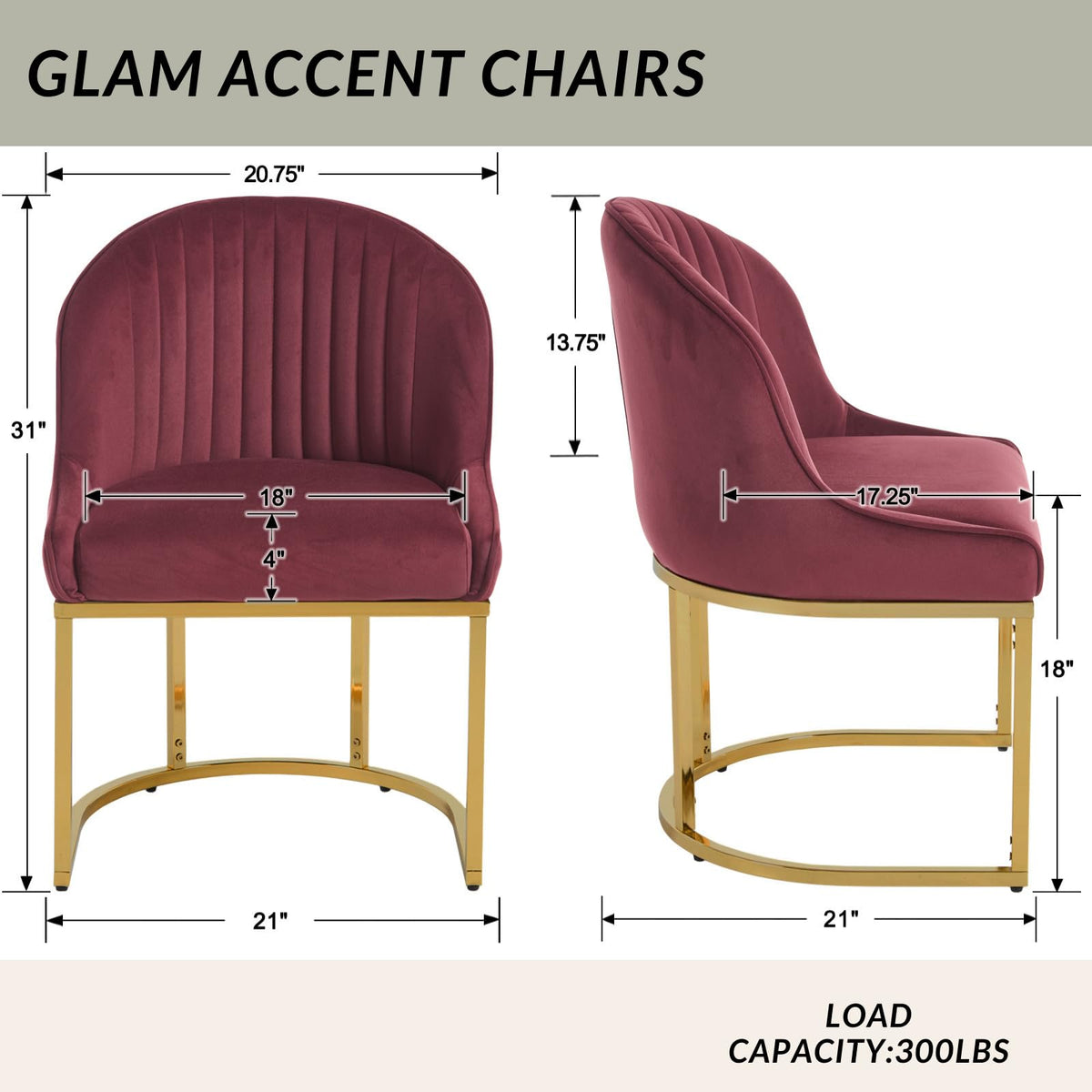 ChicAura Velvet Dining Chairs Set of 4, Modern Barrel Dinning Room Chairs with Golden Frame Upholstered Kitchen Chair Armless Accent Side Chair for Living Room/Kitchen/Dining Room/Hotel, Red