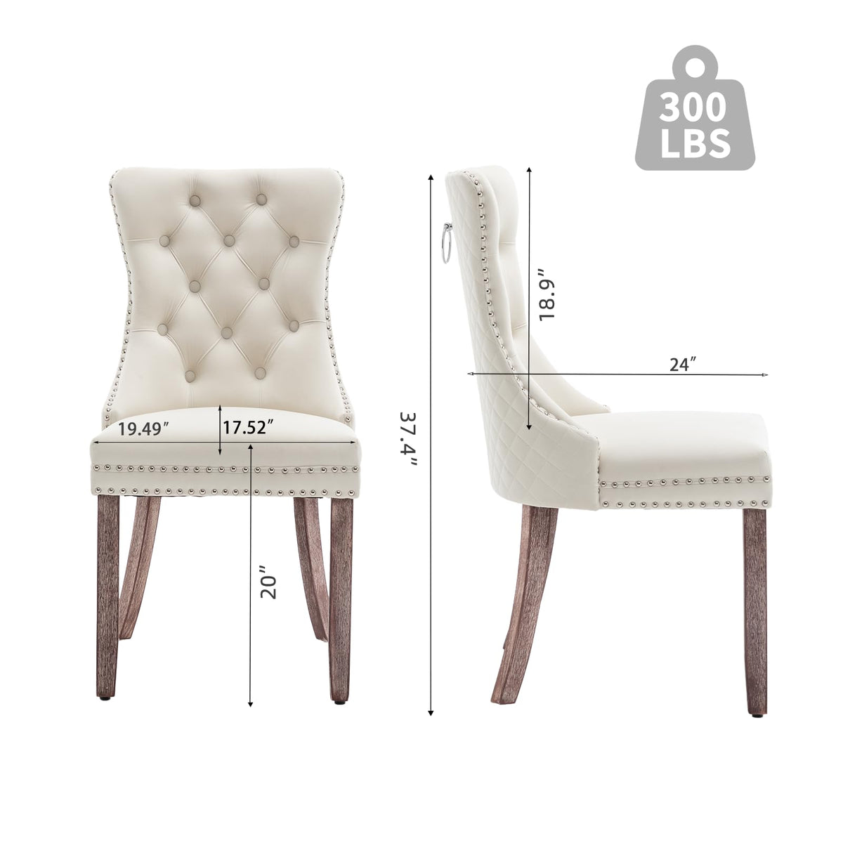 Systemkenji Velvet Dining Chairs Set of 6, Upholstered Dining Room Chairs with Nailhead Trim, Sillas de Comedor Modernas 6, Wooden Kitchen Chairs for Dining Room, Living Room, Kitchen, Bedroom, Beige