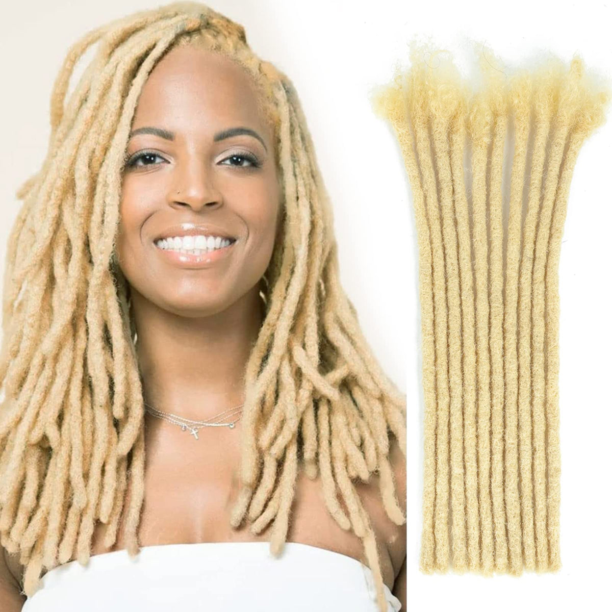 6-18 Inch Dreadlock Extensions Human Hair Fully Handmade Human Hair Dreadlock Extensions for Man/Women Locs Extensions Human Hair Can Be Dyed Bleached Curled… (6Inch-10Strands, 0.6CM Width-613#)