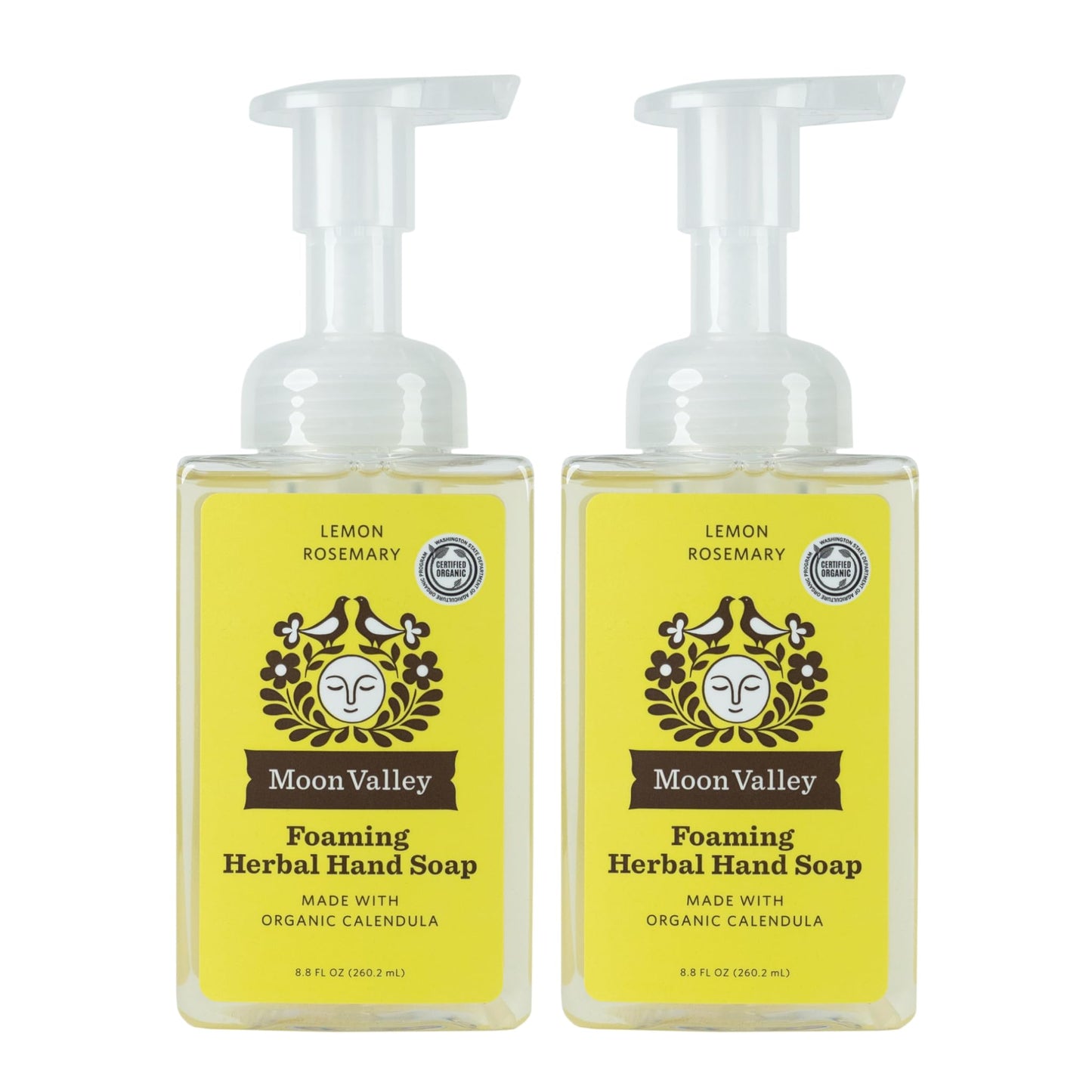 Moon Valley Herbal Foaming Hand Soap, Lemon Rosemary Two Pack, Vegan, Recyclable Bottle