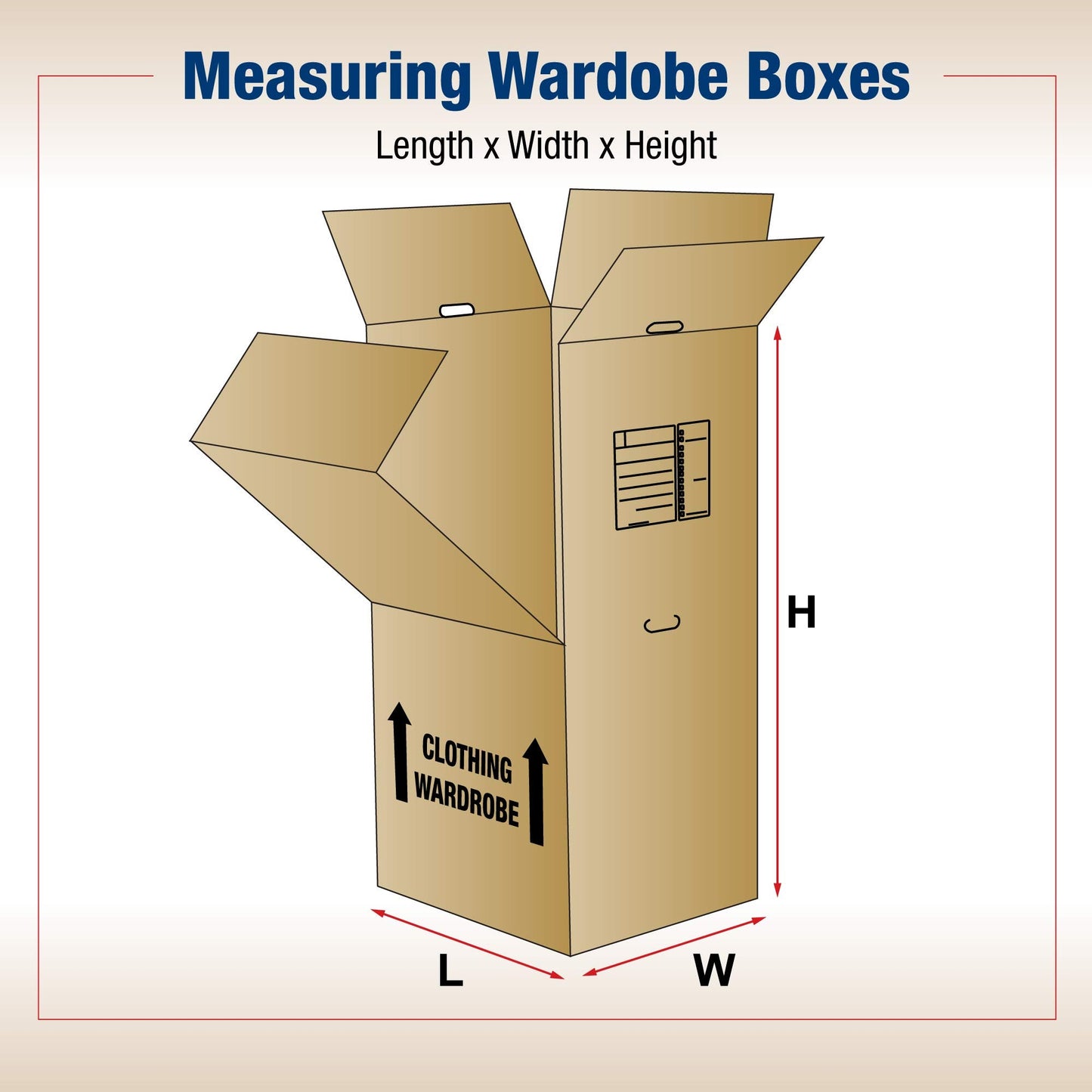 BOX USA Wardrobe Moving Boxes, 24"L x 20"W x 46"H, Packing and Moving, Hanger Bar Sold Separately, Kraft (Pack of 5)