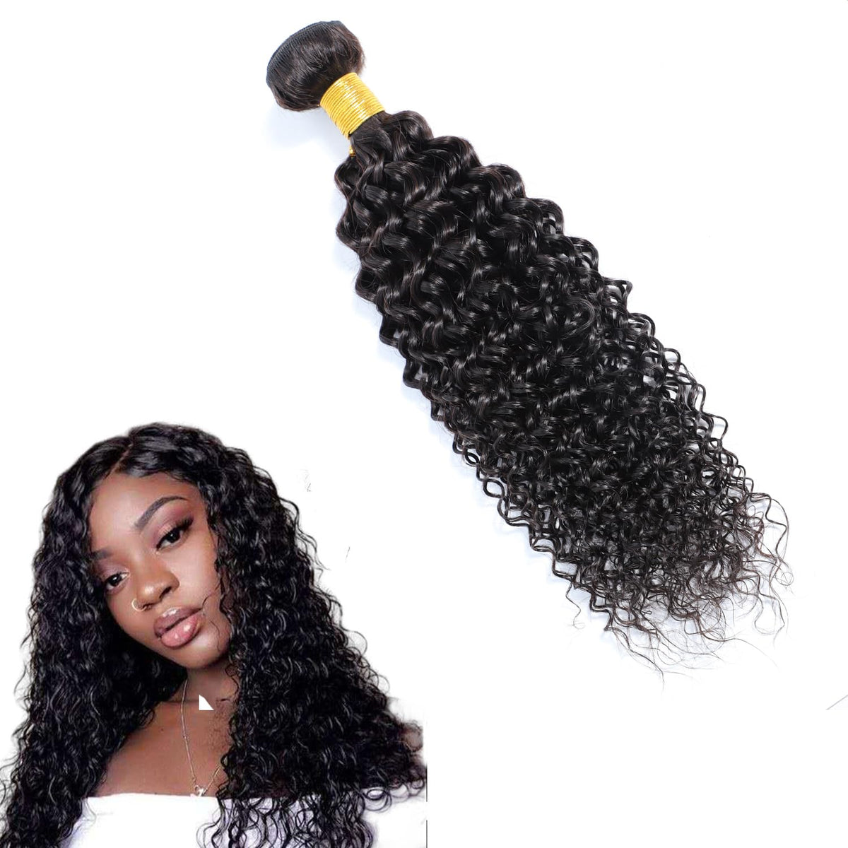 Selina 14Inch Kinky Curly Brazilian Curly Hair Bundles Unprocessed Remy Hair Extensions Brazilian Virgin Human Hair 100 Gram/Bundle Natural Color (14Inch,Curly)