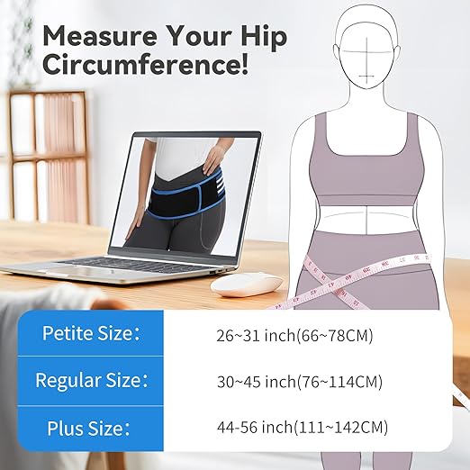 Sacroiliac SI Joint Hip Belt for Women Men-Alleviate Sciatica|Pelvic|Back|Lower Back Support, Pelvic Support Belt, Adjustable Lumbar Pain Relief, Trochanter Belt Blue, L(Hip Size 43"-56"