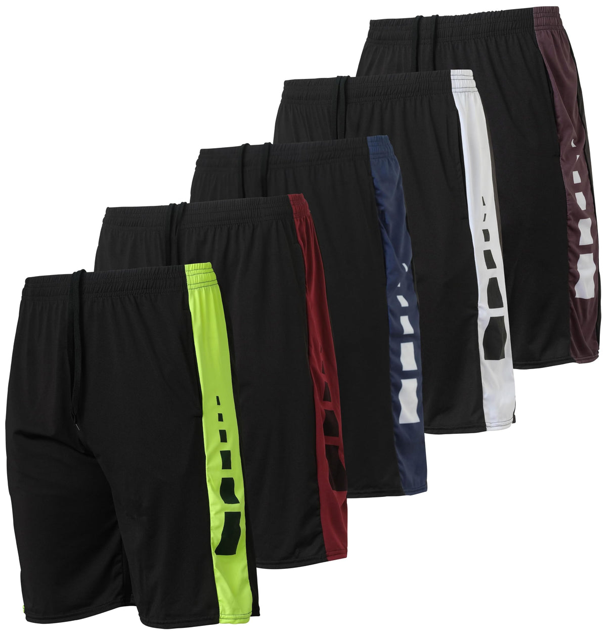 Real Essentials Mens Dry Fit Shorts Dri Active Wear Short Men Athletic Performance Basketball 9 Inch Inseam Sweat Tennis Soccer Running Essentials Gym Casual Workout Sports, Set 10, S, Pack of 5