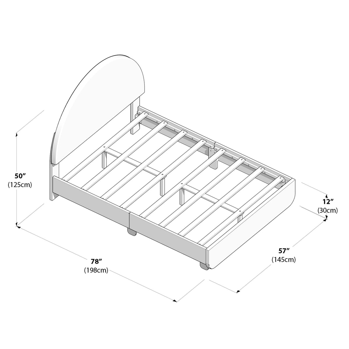 Max & Lily Upholstered Full Bed Frame with Arch Headboard, Upholstered Platform Bed for Kids, No Box Spring Needed, Easy Assembly, Cream