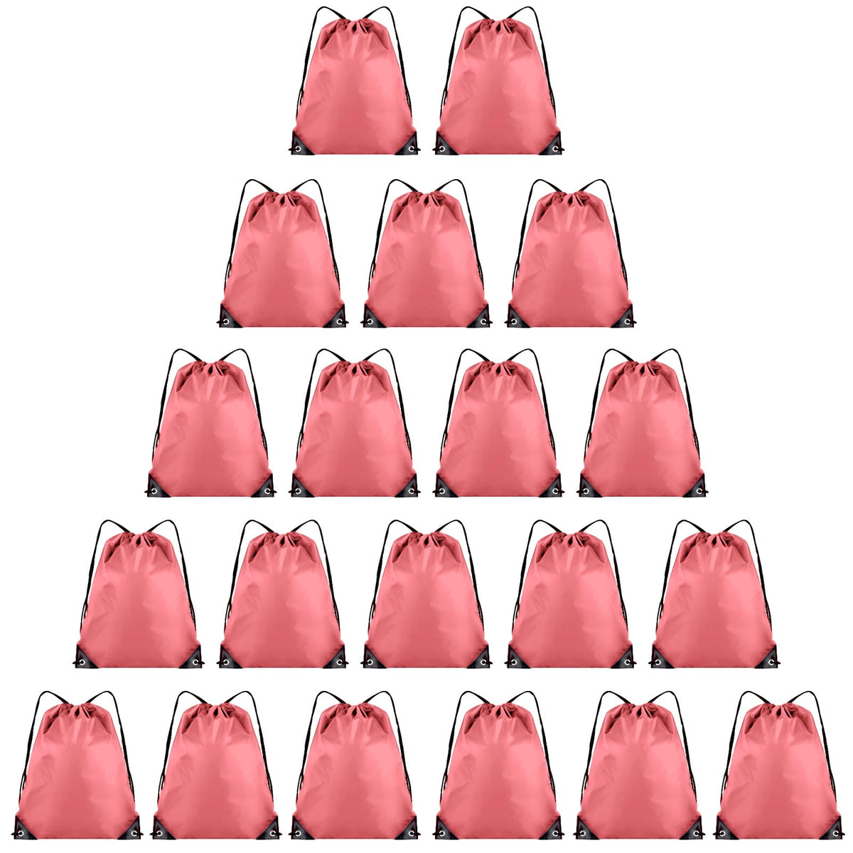 Grneric 20 Pieces Drawstring Backpack Bulk Cinch Sackpack Ployster Drawstring Bags for Gym Party Trip(Peachy)