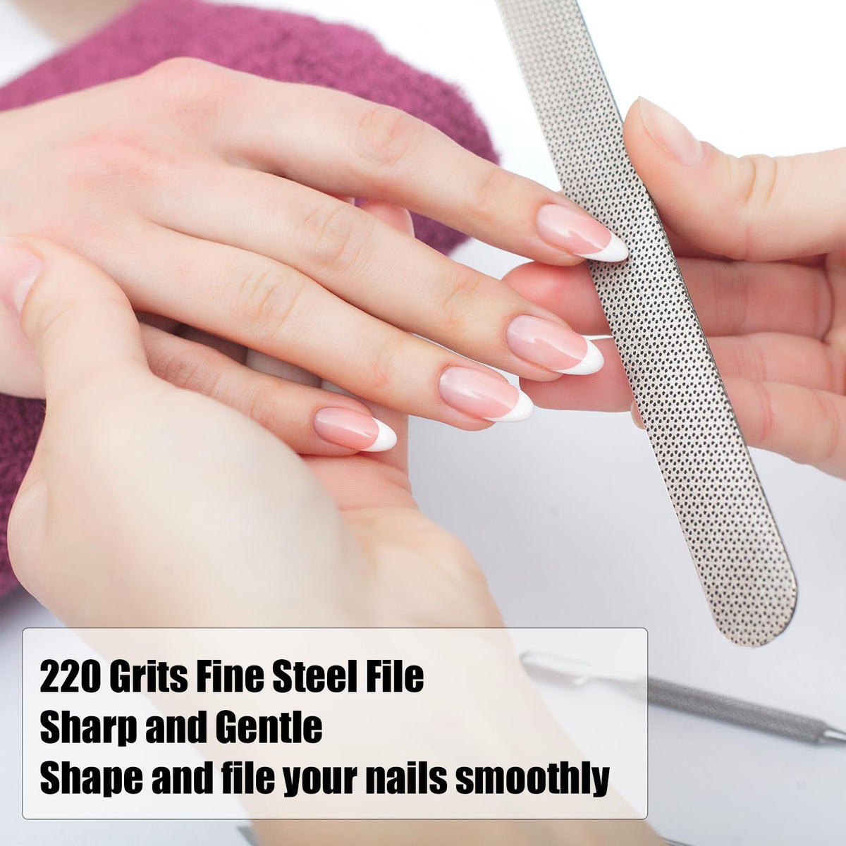 Long Lasting Nail File and Buffer Set, 1 Diamond Metal Nail File with 1 Nano Glass Nail Buffer, Professional Manicure Tools Kit for Home and Salon Use