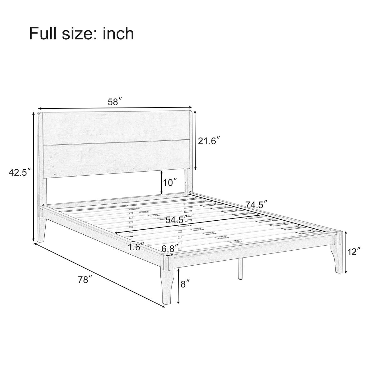 Merax Full Size Bamboo Platform Bed, Mid-Century Modern Bed Frame with Tall Headboard, Solid Sustainable Bedframe Full-Size, Wood Slat Support, No Box Spring Needed, Easy Assembly, Espresso