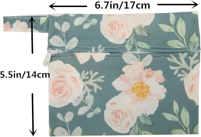 5 Small Panty Liners 1 Wet Bag Cloth Menstrual Pads Reusable Washable (Flowers, S Panty Liners)
