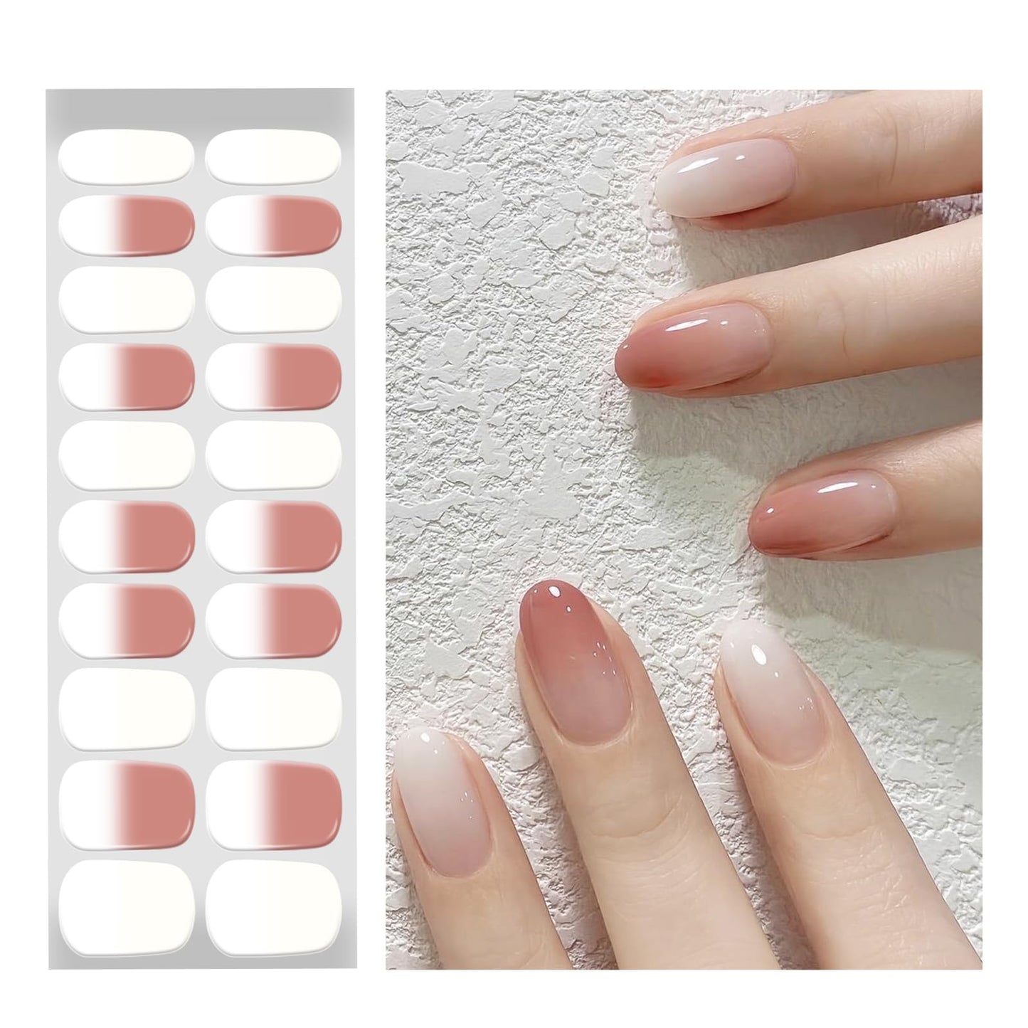 OAUEE Semi Cured Gel Nail Strips | 20 Gel Nail Stickers | Gel Nail Stickers with UV Light Required | Salon Quality, Easy Application and Removal(Lvory Jump Color)