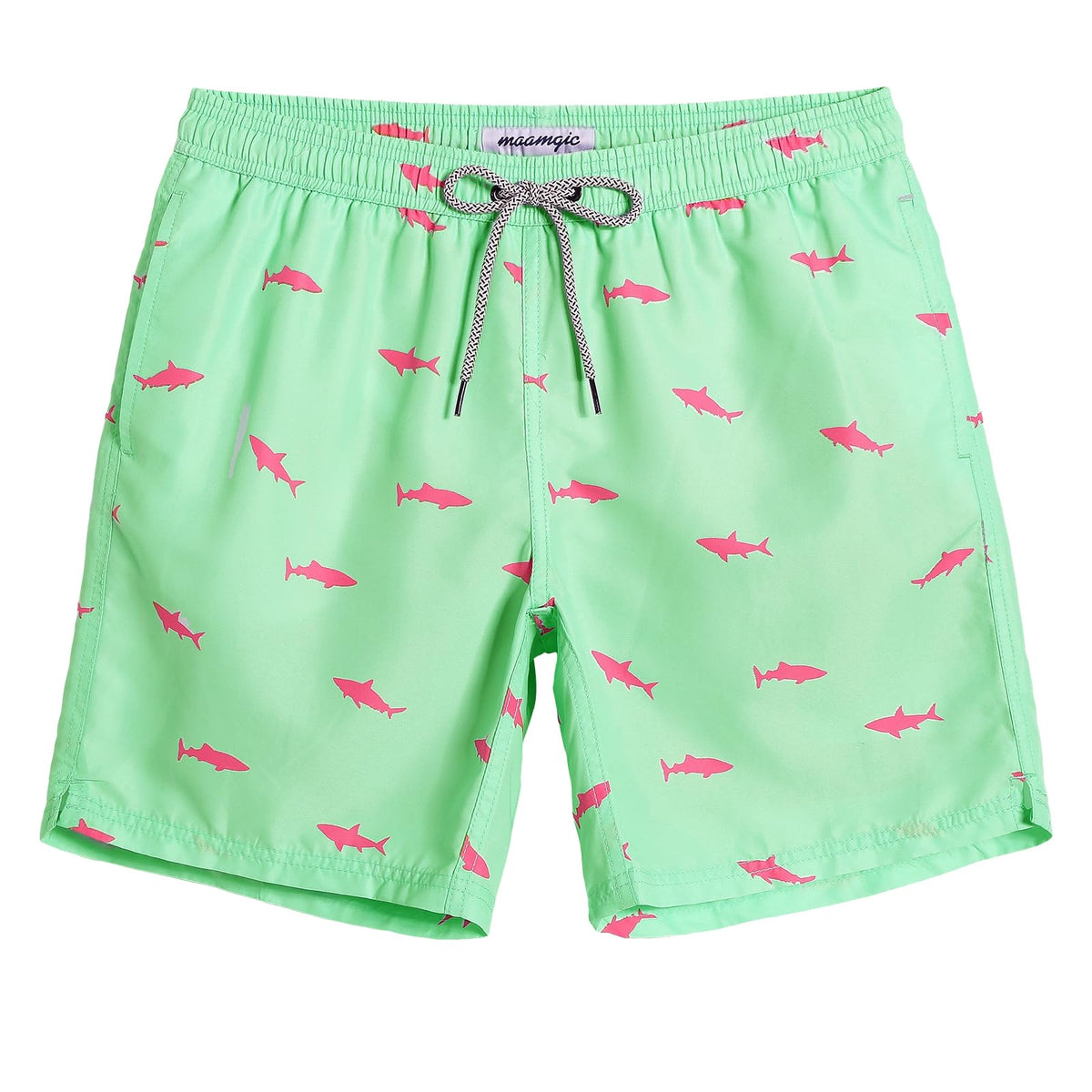 maamgic Mens Swim Trunks Quick Dry Swim Shorts with Mesh Lining Funny Swimwear Bathing Suits Light Green X-Small