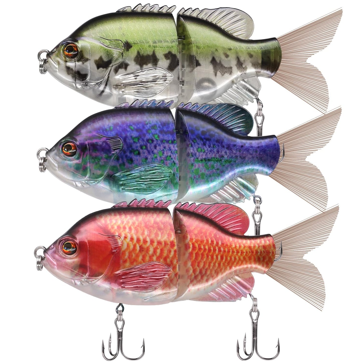 TRUSCEND Fishing Lures for Bass Trout Segmented Multi Jointed Swimbaits Slow Sinking Swimming Lures for Freshwater Saltwater Fishing Lures Kit