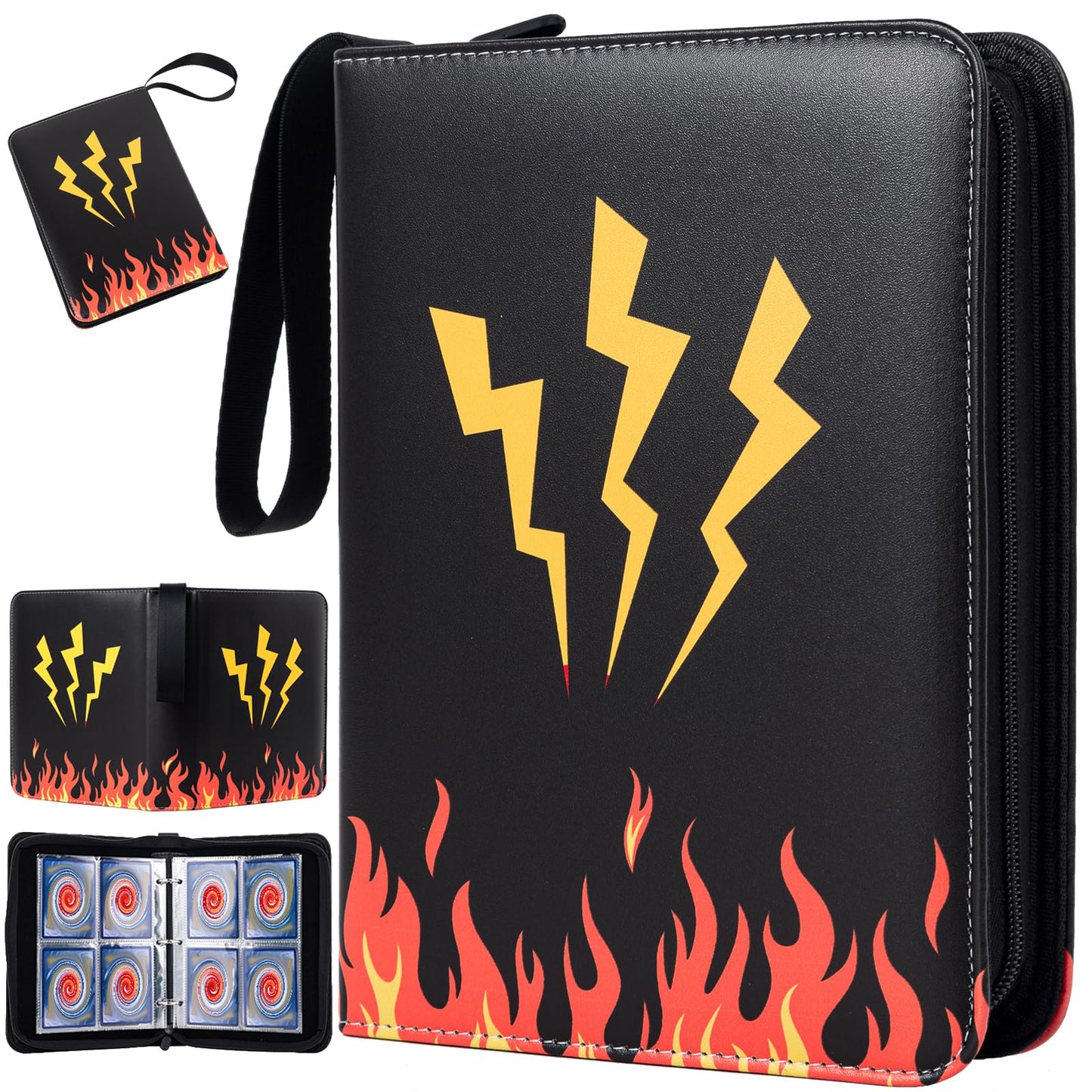 Jravkfi Card Binder 4-Pocket,400 Pockets Card Holder Album with 50 Removable Sleeves for Standard Size Cards TCG Trading Card Binder Display Storage Carrying Case