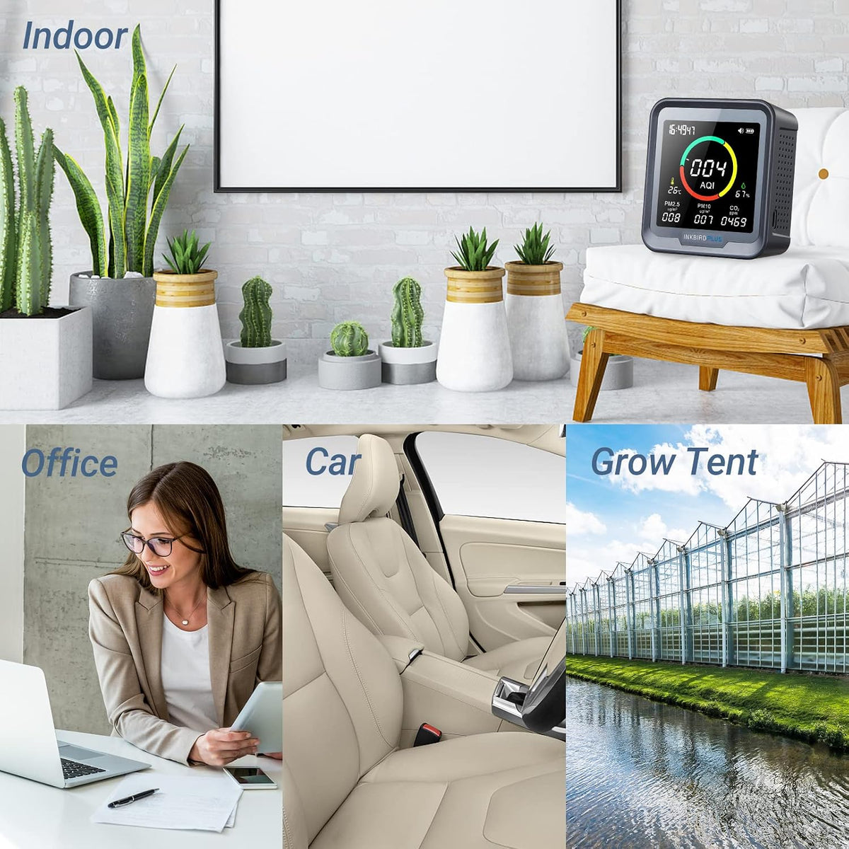 INKBIRDPLUS 6-in-1 Indoor Air Quality Monitor, CO2 Monitor in Home, Room