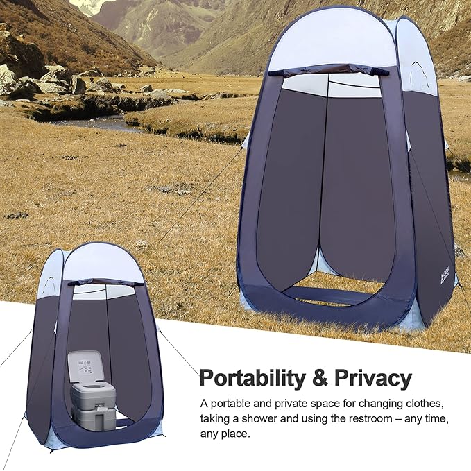 Leader Accessories Pop Up Shower Tent Dressing Changing Room Privacy Portable Camping Shelters 4' x 4' x 78" H Extra-Large Space