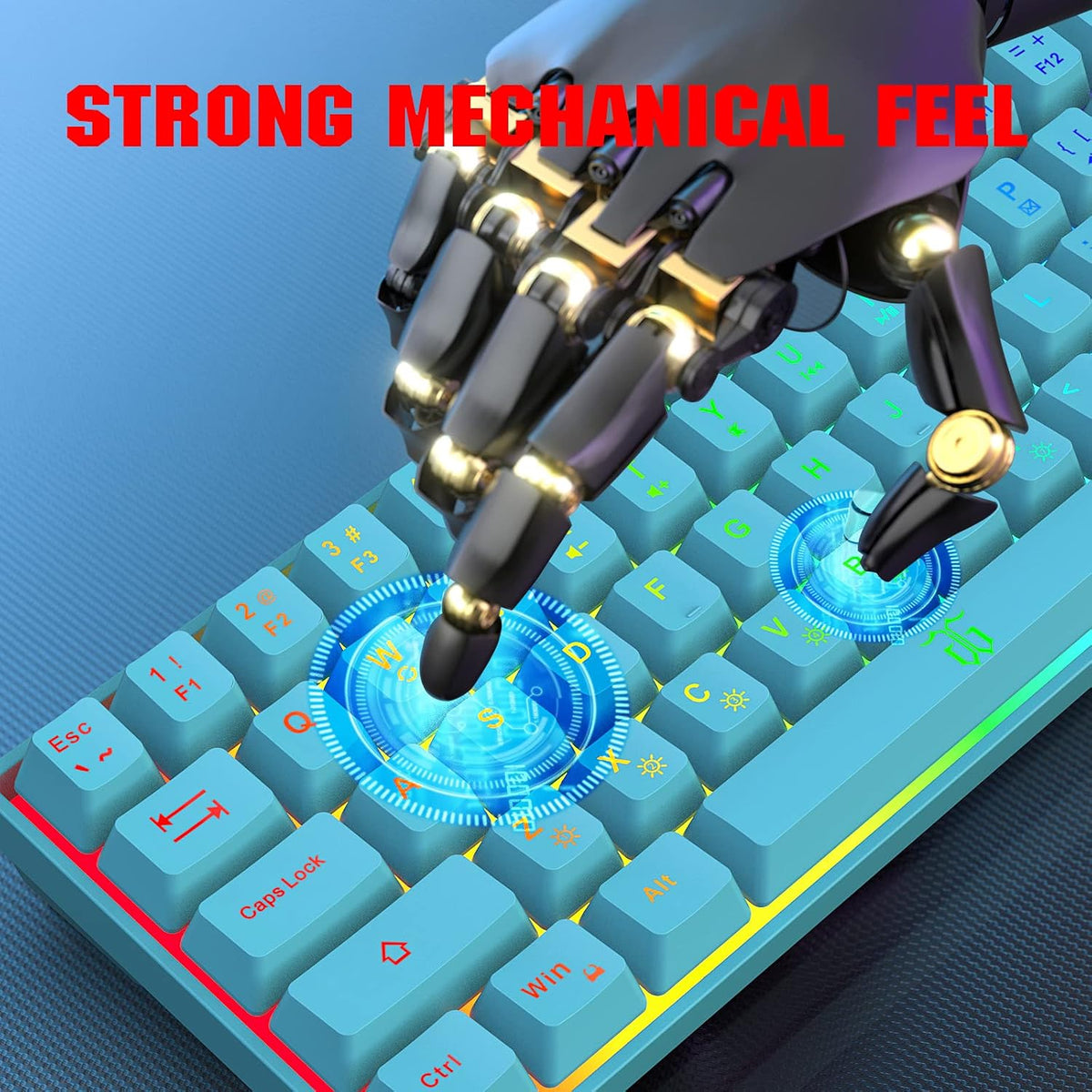 Snpurdiri 65% Membrane Gaming Keyboard, RGB (68 Keys,Blue)