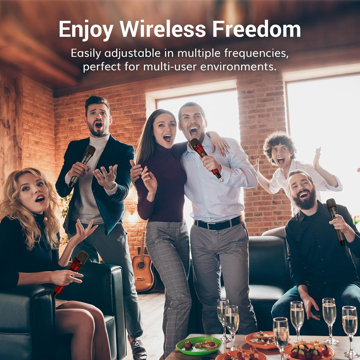 TONOR Wireless Microphones System, Handheld Microfono Inalambrico, Red