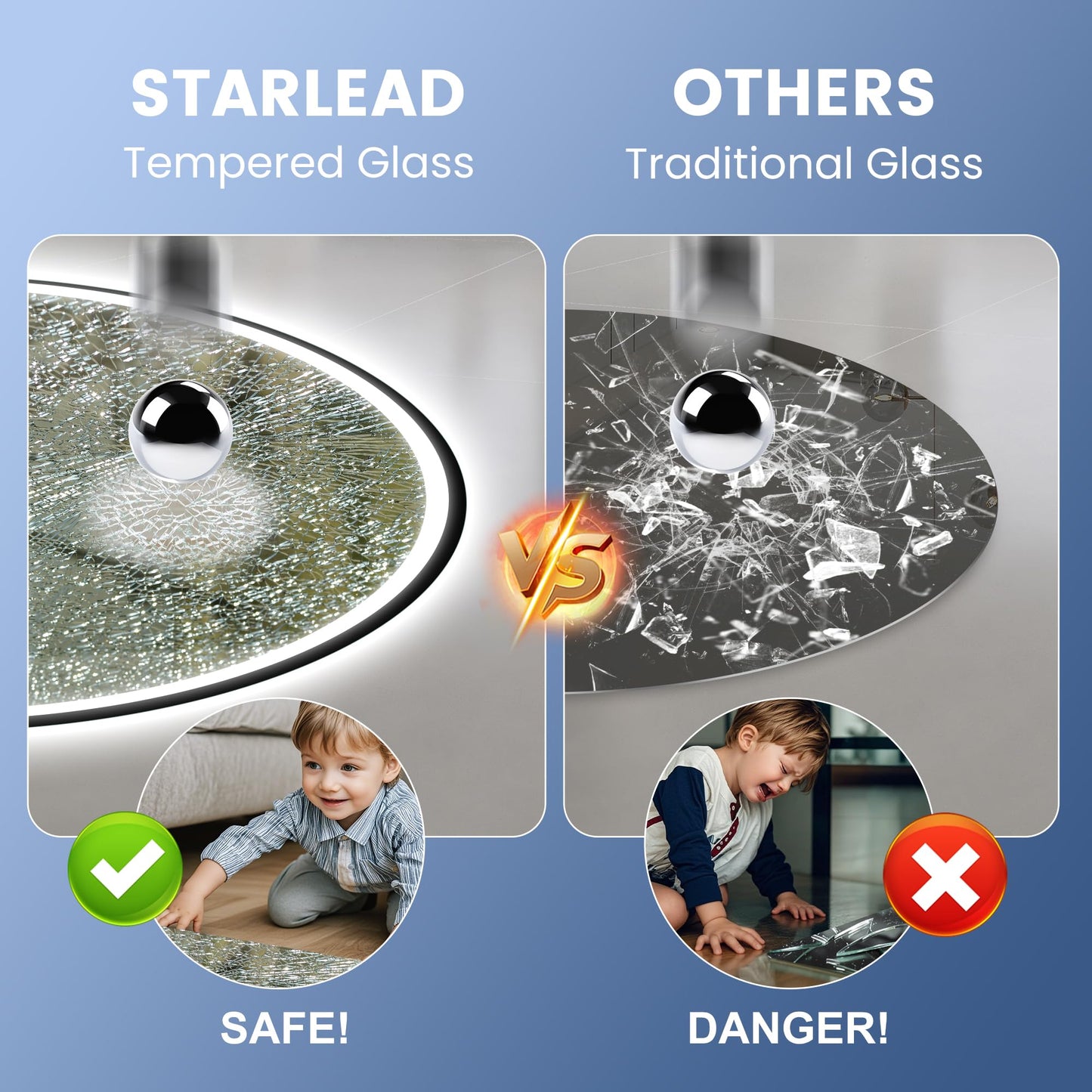 STARLEAD LED-Bathroom-Mirror-with-Lights, 24" Wall-Mounted with Bluetooth Speaker, Anti-Fog, 3 Color Temperature Dimmable Brightness, Waterproof, Frontlit & Backlit, Black Frameless Round