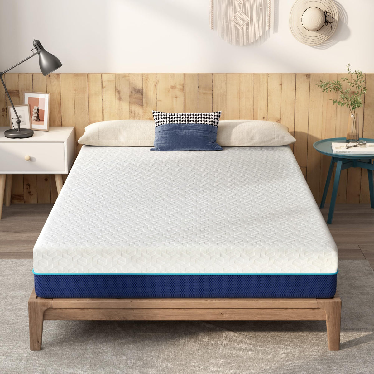 Back to School Essentials Gel Memory Foam Mattress - CertiPUR-US Certified Cooling Bed with Motion Isolation & Non-Slip Base Cover, Twin/Full Size for Dorms & Family Rooms (8 Inch, Full)
