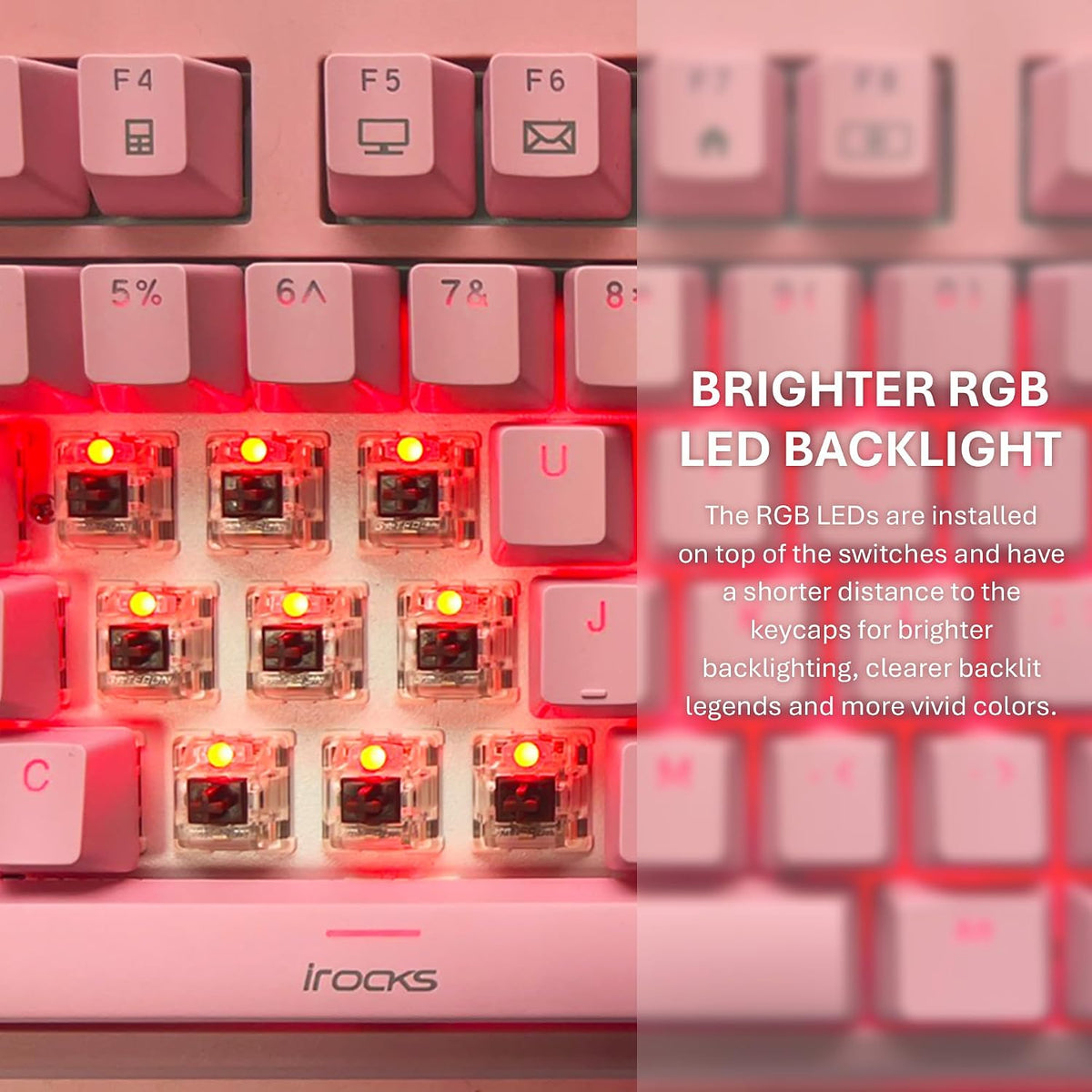 iRocks K71M RGB Mechanical Gaming Keyboard, Multi-Media Knob, Red Switch