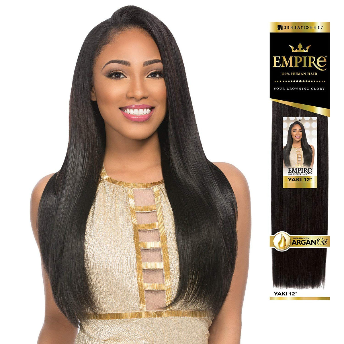 Sensationnel Empire yaki human hair - tangle free weaving for quick weave and sew in styles best for faux highlights - 1 pack (10 inch, BL/BLONDE)