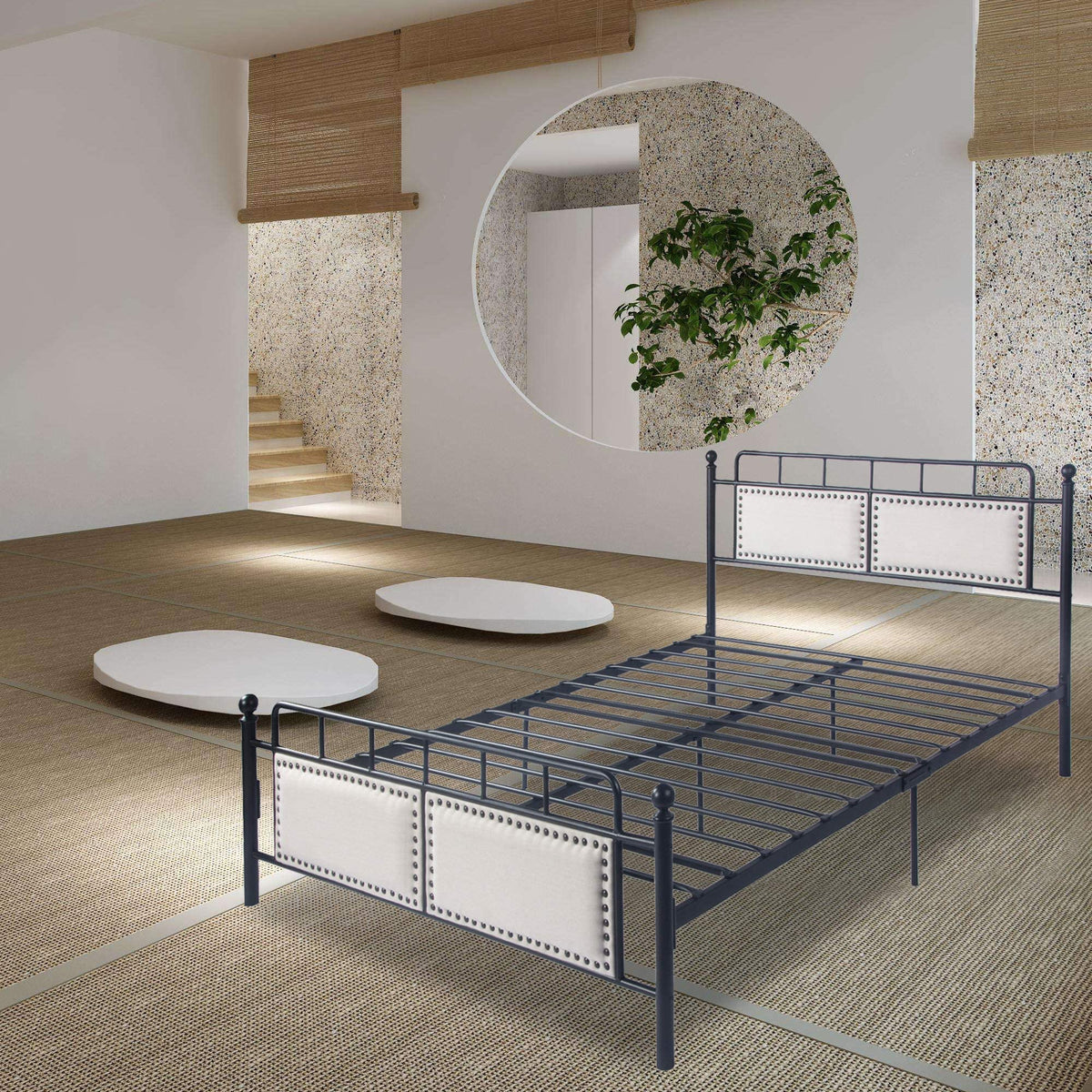 Vilobos 12 Inch Platform Metal Modern Bed Frame with Headboard and Side Rails,No Box Spring Needed,Full