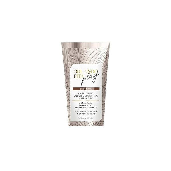 ORLANDO PITA PLAY Ampli-Tint Color Deposit Hair Mask, Temporary Treatment that Revives Color, Adds Shine, & Prevents Fading, Brunette, 4 Fl Oz.