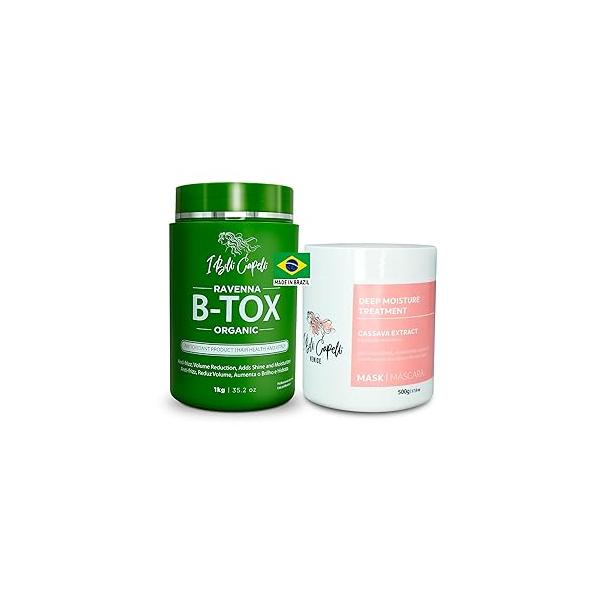 Ravenna B-tox Organic Kit, 52.8 Fl Oz - Hair Treatment & Argan Oil Mask for Anti-Frizz, Volume Reduction, Smoothing