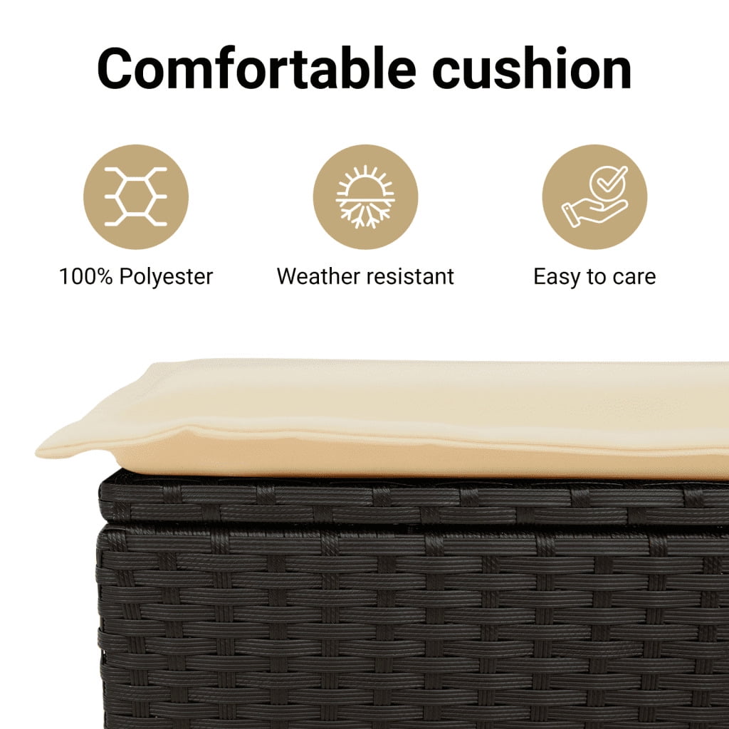 vidaXL Garden Sofa Set Black, Cream White