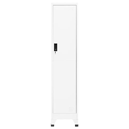 neolun Secure Storage with Steel Locker Cabinet, Convenient Hanger & Shelf, Lockable Door for Clothes or Supplies, White