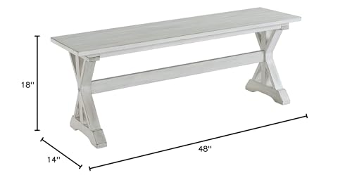Boraam Jamestown Backless Dining Room Bench, Antique White