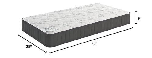 Ottomanson Twin 9" Hybrid Mattress - Medium-Firm Support - Made in USA - Individually Pocketed Coils & CertiPUR-US Foam - Fiberglass-Free - Bed in a Box