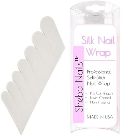 SHEBA NAILS Silk Nail Wrap Self-Adhesive Pre Cut Fingers - White, 70 Finger Tabs