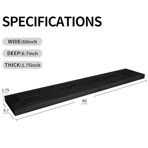 Wood Floating Shelves for Wall 60 inch Set of 2 (2 Count)