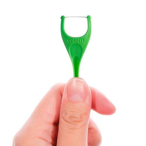 GUM Angled Floss Picks, Perfect for Tight Teeth, Extra Strong Shred-Resistant Dental Floss, Angled for Easy Reach, Dental Flossers for Adults, Fresh Mint Flavor, 75ct (4pk)