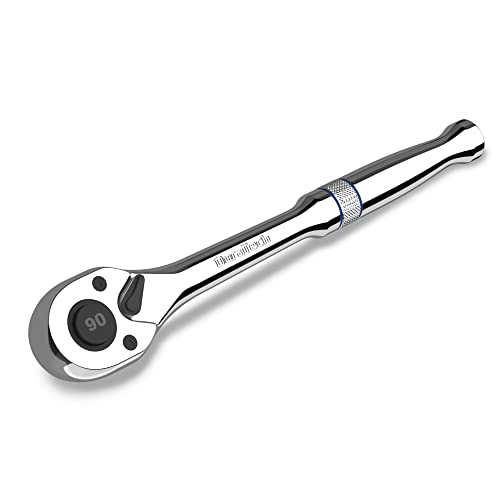DURATECH 3/8-Inch Drive Ratchet, 90-Tooth Quick-Release Ratchet Wrench | Reversible, Cr-V Made, 4° Swing, Full Polished, Professional Socket Wrench for Men Women Stocking Stuffers for Men Women - size: 3/8"(Polished)