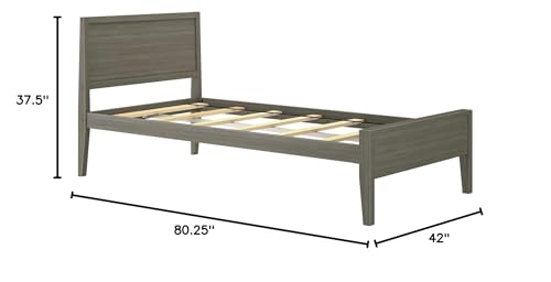 Max & Lily Twin Bed, Solid Wood Twin Bed Frame with Panel Headboard, Kids Twin Bed with Wood Slat Support, No Box Spring Needed, Clay